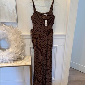 Bar III Brown Zebra Print Jumpsuit